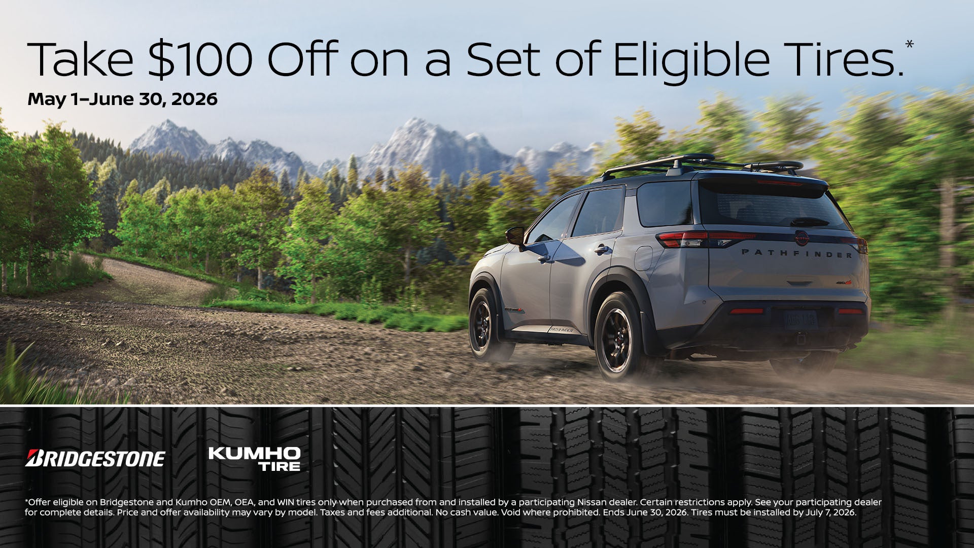 Take $100 Off on a Set of Eligible Tires.