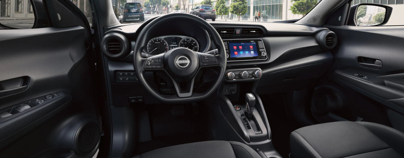 Black interior of a 2025 Nissan Kicks Play