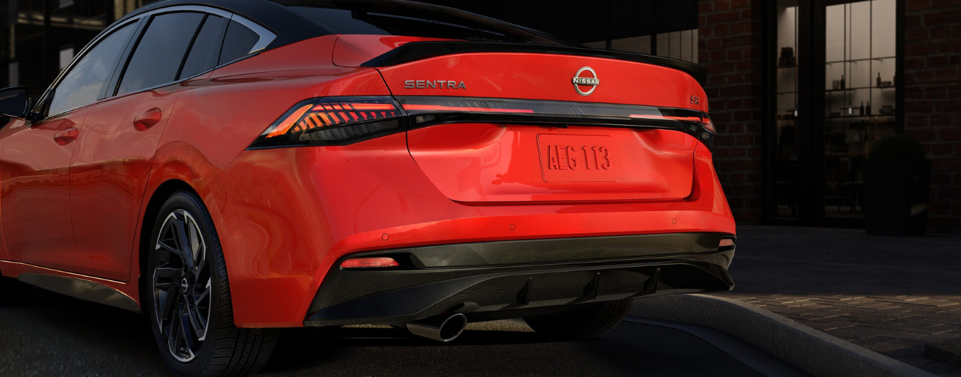 Rear view of an orange 2026 Nissan Sentra