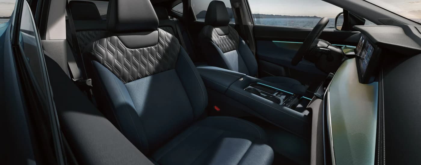 Black and blue leather seating in a 2025 Nissan Murano